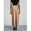 imageSHENHE Womens Satin Maxi Skirts High Waisted A Line Long Skirts Elegant Office SkirtsLight Brown