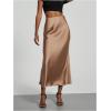 imageSHENHE Womens Satin Maxi Skirts High Waisted A Line Long Skirts Elegant Office SkirtsLight Brown
