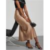 imageSHENHE Womens Satin Maxi Skirts High Waisted A Line Long Skirts Elegant Office SkirtsLight Brown