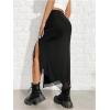 imageSHENHE Womens Sexy High Slit Skirt Drawstring Ruched Split Thigh Bodycon Long SkirtBlack