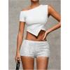 imageSHENHE Womens Sparkly Sequin Shorts Sexy Low Rise Y2k Party Rave Hot Pants Booty ShortsWhite