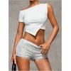 imageSHENHE Womens Sparkly Sequin Shorts Sexy Low Rise Y2k Party Rave Hot Pants Booty ShortsWhite