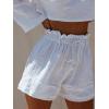 imageSHENHE Womens Summer Paper Bag Shorts High Waisted Wide Leg Tie Front Causal ShortsWhite
