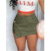 imageSHENHE Womens Vintage Mini Denim Skorts Wrap Overlay Irregular Stretchy Cargo ShortsArmy Green