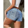 imageSHENHE Womens Vintage Mini Denim Skorts Wrap Overlay Irregular Stretchy Cargo ShortsBlue B