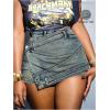imageSHENHE Womens Vintage Mini Denim Skorts Wrap Overlay Irregular Stretchy Cargo ShortsDark Blue B