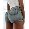 imageSHENHE Womens Vintage Mini Denim Skorts Wrap Overlay Irregular Stretchy Cargo ShortsDark Blue B