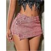 imageSHENHE Womens Vintage Mini Denim Skorts Wrap Overlay Irregular Stretchy Cargo ShortsDusty Pink