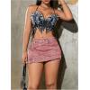 imageSHENHE Womens Vintage Mini Denim Skorts Wrap Overlay Irregular Stretchy Cargo ShortsDusty Pink