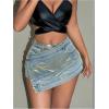 imageSHENHE Womens Vintage Mini Denim Skorts Wrap Overlay Irregular Stretchy Cargo ShortsGold