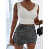 imageSHENHE Womens Vintage Mini Denim Skorts Wrap Overlay Irregular Stretchy Cargo ShortsGrey