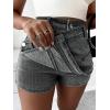 imageSHENHE Womens Vintage Mini Denim Skorts Wrap Overlay Irregular Stretchy Cargo ShortsGrey