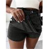 imageSHENHE Womens Vintage Mini Denim Skorts Wrap Overlay Irregular Stretchy Cargo ShortsInk Black