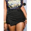 imageSHENHE Womens Vintage Mini Denim Skorts Wrap Overlay Irregular Stretchy Cargo ShortsInk Black