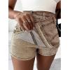 imageSHENHE Womens Vintage Mini Denim Skorts Wrap Overlay Irregular Stretchy Cargo ShortsKhaki