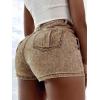 imageSHENHE Womens Vintage Mini Denim Skorts Wrap Overlay Irregular Stretchy Cargo ShortsKhaki