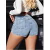 imageSHENHE Womens Vintage Mini Denim Skorts Wrap Overlay Irregular Stretchy Cargo ShortsLight Blue C
