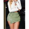 imageSHENHE Womens Vintage Mini Denim Skorts Wrap Overlay Irregular Stretchy Cargo ShortsLight Green