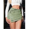 imageSHENHE Womens Vintage Mini Denim Skorts Wrap Overlay Irregular Stretchy Cargo ShortsLight Green