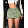 imageSHENHE Womens Vintage Mini Denim Skorts Wrap Overlay Irregular Stretchy Cargo ShortsLight Green