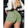 imageSHENHE Womens Vintage Mini Denim Skorts Wrap Overlay Irregular Stretchy Cargo ShortsLight Green