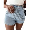 imageSHENHE Womens Vintage Mini Denim Skorts Wrap Overlay Irregular Stretchy Cargo ShortsLight Wash