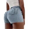 imageSHENHE Womens Vintage Mini Denim Skorts Wrap Overlay Irregular Stretchy Cargo ShortsLight Wash
