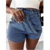 imageSHENHE Womens Vintage Mini Denim Skorts Wrap Overlay Irregular Stretchy Cargo ShortsMedium Wash