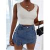 imageSHENHE Womens Vintage Mini Denim Skorts Wrap Overlay Irregular Stretchy Cargo ShortsMedium Wash