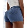 imageSHENHE Womens Vintage Mini Denim Skorts Wrap Overlay Irregular Stretchy Cargo ShortsMedium Wash