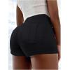 imageSHENHE Womens Vintage Mini Denim Skorts Wrap Overlay Irregular Stretchy Cargo ShortsPure Black