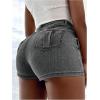imageSHENHE Womens Vintage Mini Denim Skorts Wrap Overlay Irregular Stretchy Cargo ShortsSmoky Grey