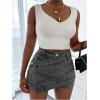 imageSHENHE Womens Vintage Mini Denim Skorts Wrap Overlay Irregular Stretchy Cargo ShortsSmoky Grey