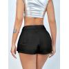 imageSHENHE Womens Vintage Mini Denim Skorts Wrap Overlay Irregular Stretchy Cargo ShortsSolid Black