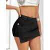 imageSHENHE Womens Vintage Mini Denim Skorts Wrap Overlay Irregular Stretchy Cargo ShortsSolid Black
