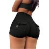 imageSHENHE Womens High Waist Booty Shorts Butt Lifting Rave Hot Pants Scrunch Ruched ShortsBlack
