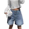 imageSHENHE Womens High Waist Denim Shorts Raw Hem Wide Leg Jeans Shorts with PocketsLight Wash