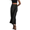 imageSHENHE Womens Satin Maxi Skirts High Waisted A Line Long Skirts Elegant Office SkirtsBlack