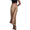 imageSHENHE Womens Satin Maxi Skirts High Waisted A Line Long Skirts Elegant Office SkirtsLight Brown