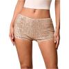imageSHENHE Womens Sparkly Sequin Shorts Sexy Low Rise Y2k Party Rave Hot Pants Booty ShortsChampagne