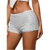 imageSHENHE Womens Sparkly Sequin Shorts Sexy Low Rise Y2k Party Rave Hot Pants Booty ShortsWhite