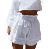 imageSHENHE Womens Summer Paper Bag Shorts High Waisted Wide Leg Tie Front Causal ShortsWhite