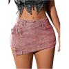 imageSHENHE Womens Vintage Mini Denim Skorts Wrap Overlay Irregular Stretchy Cargo ShortsDusty Pink