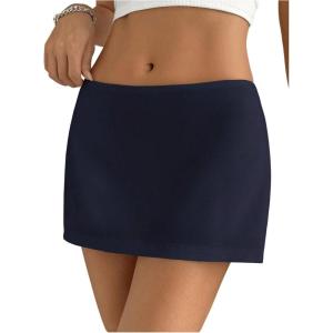 imageSHENHE Womens Sexy Low Rise Mini Skirt Y2k Zip Up Pencil Bodycon Short Going Out SkirtDeep Blue