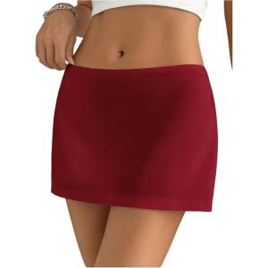 imageSHENHE Womens Sexy Low Rise Mini Skirt Y2k Zip Up Pencil Bodycon Short Going Out SkirtRed