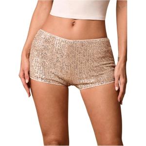 imageSHENHE Womens Sparkly Sequin Shorts Sexy Low Rise Y2k Party Rave Hot Pants Booty ShortsChampagne