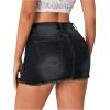 imageSHENHE Womens Casual Ripped Jean Skirt Low Waist Raw Hem Mini Denim SkirtsFrayed Black