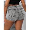 imageSHENHE Womens Denim Cargo Shorts High Waisted Wrap Jean Skort Skirt Shorts with PocketsGrey