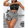 imageSHENHE Womens Denim Cargo Shorts High Waisted Wrap Jean Skort Skirt Shorts with PocketsGrey