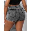 imageSHENHE Womens Denim Cargo Shorts High Waisted Wrap Jean Skort Skirt Shorts with PocketsLight Grey